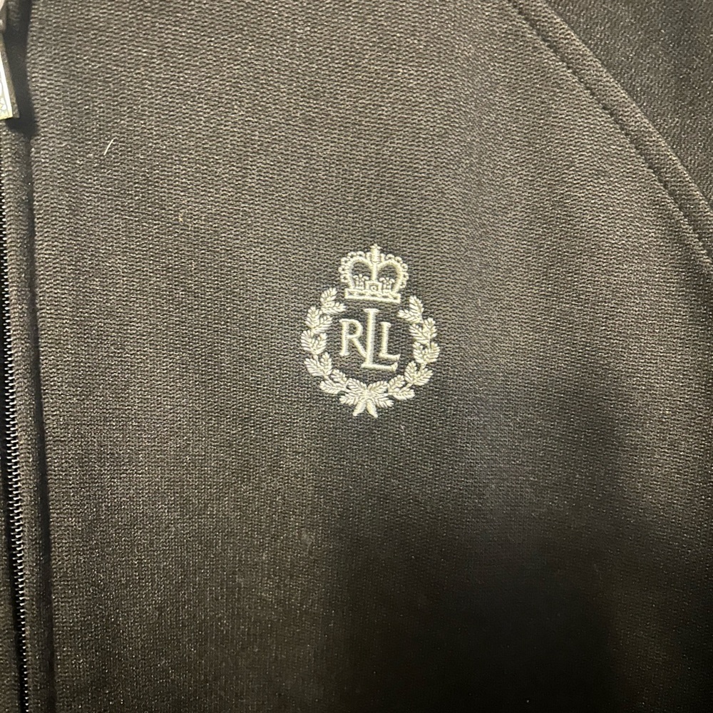Lauren Ralph Lauren Jacket - black full zip track jacket w/white trim - Picture 3 of 9